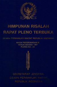Himpunan risalah rapat pleno terbuka DPR RI tahun 1967 rapat ke-65