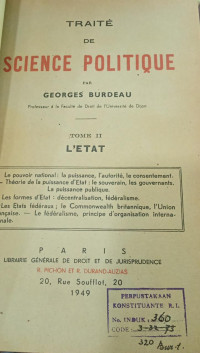 Traité de Science Politique Tome II L'État