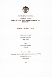 Laporan Praktik Kerja Di Perpustakaan Dewan Perwakilan Rakyat Republik Indonesia