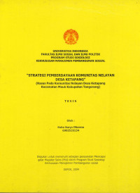 Strategi Pemberdayaan Komunitas Nelayan Desa Ketapang (Kasus Pada Komunitas Nelayan Desa Ketapang Kecamatan Mauk Kabupaten Tangerang)