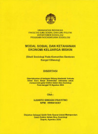 Modal Sosial dan Ketahanan Ekonomi Keluarga Miskin (Studi Sosiologi pada Komunitas Bantaran Sungai Ciliwung)