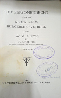 Het Personenrecht naar Het Nederlands Burgerlijk Wetboek