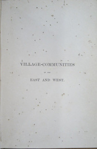 Village Comunities in the East and West
