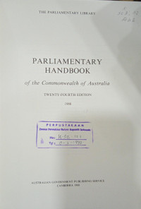 Parliamentary Handbook of the Commonwealth of Australia
