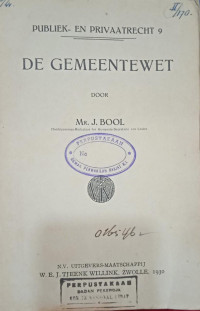 Publiek en Privaatrecht De Gemeentewet