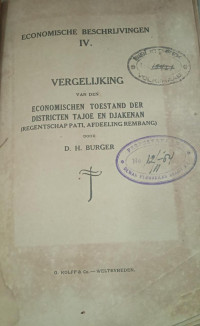 Vergelijking van den Economischen Toestand der Districten Tajoe en Djakenan (Regentschap Pati, Afdeeling Rembang)