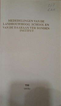 Mededelingen van de Landbouwhoog School en van de Daaran Verbonden Instituut