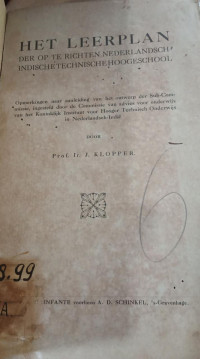 Het Leerplan Der op te Richten Nederlandsch-Indische Technische Hoogeschool