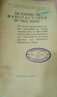 De Handel in Manufacturen in Ned.-Indië
