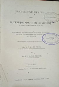 Geschiedenis der Wet op De Ouderlijke Macht en Voogdij: Derde Deel