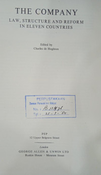 The Company: Law, Structure and Reform in Eleven Countries