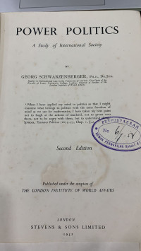 Power Politics: A Study of International Society