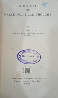 A History of Greek Political Thought