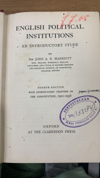 English Political Institutions: An Introduction Study
