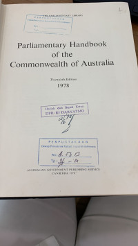 Parliamentary Handbook of the Commonwealth of Australia