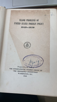 Major Problems of United States Foreign Policy 1949-1950