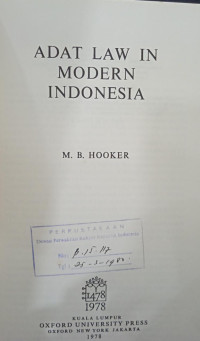 Adat Law in Modern Indonesia