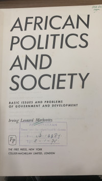 African Politics and Society: Basic Issues and Problems of Government and Development