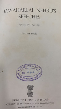 Jawaharlal Nehru's Speeches September 1957-April 1963: Volume Four