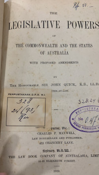 The Legislative Powers of the Commonwealth and the States of Australia