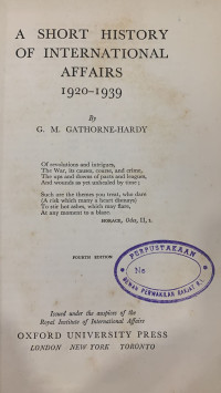 A Short History of International Affairs 1920-1939
