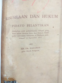 Kesusilaan dan Hukum: Pidato Pelantikan