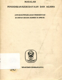 Masalah Pendidikan/ Kebudayaan dan Agama