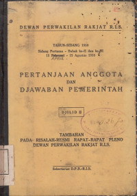 Pertanjaan Anggota dan Djawaban Pemerintah DPR RIS Tahun Sidang 1950